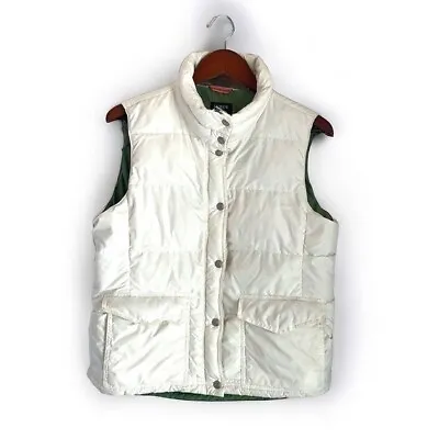 J Crew Puffer Jacket Women’s Size Large Vest White Full Zip • $14.98