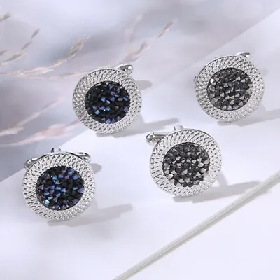 £1.64 • Buy Stone Cufflinks Gifts Round Zircon Diamond French New Vintage Men& Suits Shiio