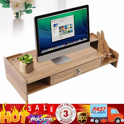 Monitor Stand Riser Computer Laptop Riser Shelf Organizer + Drawer Phone Holder • $25