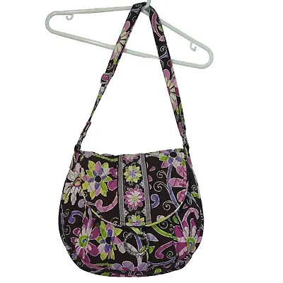 Vera Bradley Saddle Up In Purple Punch Crossbody Purse Shoulder Bag Floral • $23