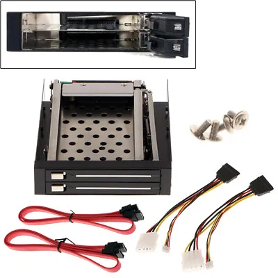 Internal Dual Bay 2.5inch SATA SSD HDD Hard Drive Enclosure Tray Mobile Rack UK • £22.49