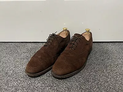 Cheaney Brown Suede Brogue Oxford Shoes UK 11 F Grosvenor 2 II Goodyear Welt • £36