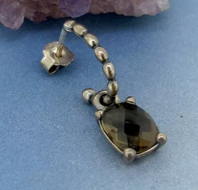 Vintage Pandora ALE 925 Sterling Silver Smoky Quartz Dangle Earring/Drop (ONE) • £3.21