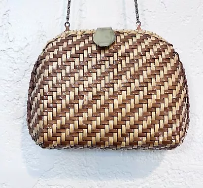Vintage Woven Wicker Purse From The 60's-80s Made In Hong Kong Chain Handle • $31.99