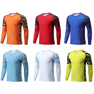 Kids Boys Soccer Jersey Padded Football Shirts Uniform Goalkeeper Training Top** • £16.66