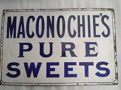 Vintage Original Maconochies Pure Sweets Falkirk Iron Co London Enamel Sign 1920 • $2374.05