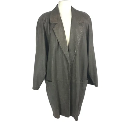 $76.99 • Buy Vakko Neiman Marcus Women M Duster Coat OVERSIZED Leather LS Open Front Pockets