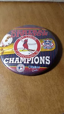 Vintage St. Louis Cardinals Pinback Button  3½   Central Division Champions • $11.99