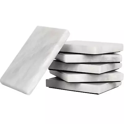 Marble Coasters For Drinks 3.5 Inches White Handmade Square Coasters Set Of 6... • $35.84