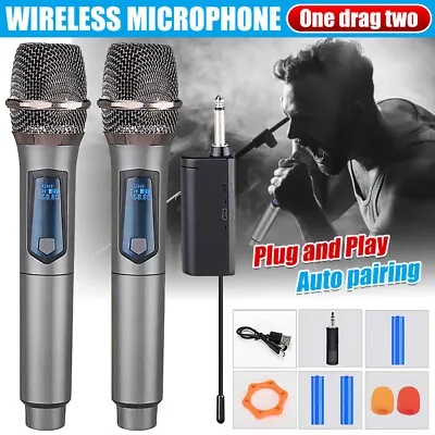 2x Wireless Microphone UHF Professional Handheld Mic System Receiver For Karaoke • £22.99