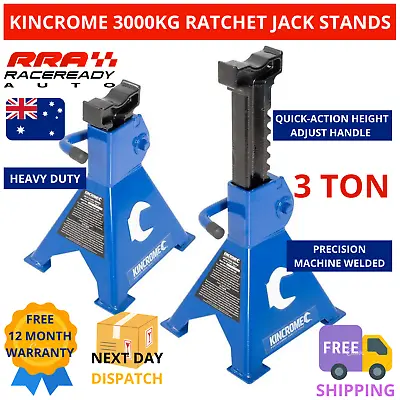 Kincrome Ratchet Jack Stands 3000KG Heavy Duty Steel Car Vehicle Lift Stand Auto • $199.97