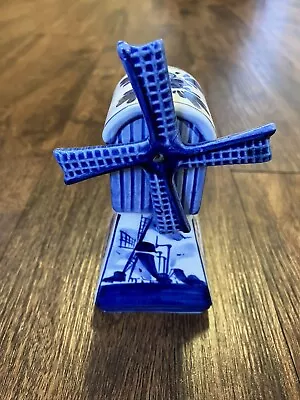 Delft Blue Spinning Windmill Porcelain • $4