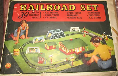 VTG JAYMAR RAILROAD CARDBOARD BUILDING SET In ORIG PACK 1949 UNUSED COKE Bllbrd • $49.99