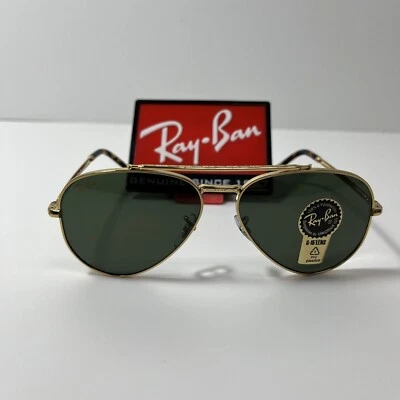 $163 • Buy Ray-Ban RB3625 Aviator 919631 Gold/Green 58 Mm UV400 Non-Polarized