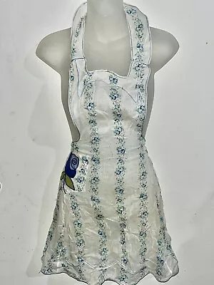 Vintage Handmade Full Bib Apron Blue. Good Condition • $9.95