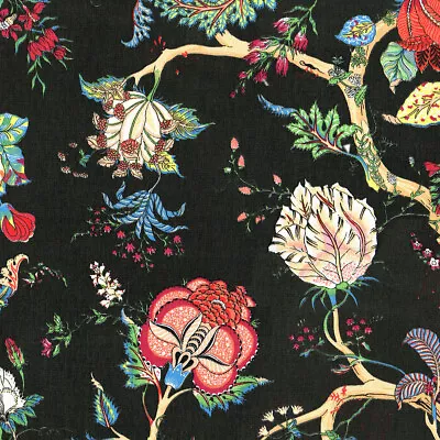 Textiles Français Oriental Tree Of Life 280 Cm Wide Fabric Jet Black (Reactive) • £24.95