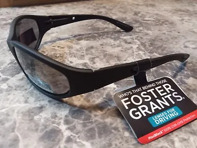 Vtg. Foster Grants Classic Black Max-Block 100% UVA Rubberized Driver Sunglasses • $24.95