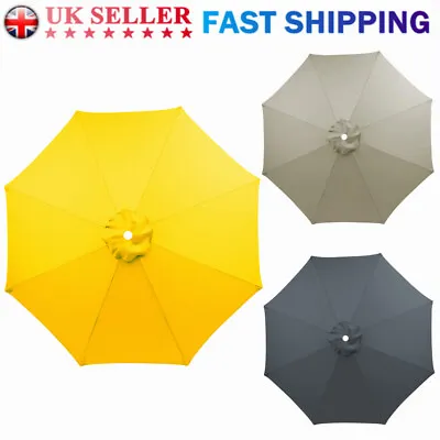 2.7m 3m Garden Parasol Patio Sun Shade Umbrella Canopy Cover 6/8 Arms 3 Colors • £24.95