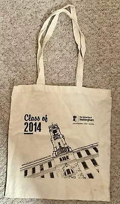 The University Of Nottingham 2014 - Cotton Recyclable Washable Tote Book Bag • £5