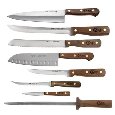 $318.99 • Buy CASE 10249 Walnut Wood Tru-Sharp Stainless Steel Chef Kitchen Cutlery Set