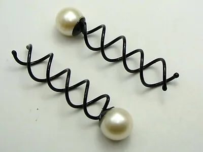 $3.99 • Buy 10 Black Metal Twist Hair Pin Grips Spirals Bobby Pins With Pearl 63mm