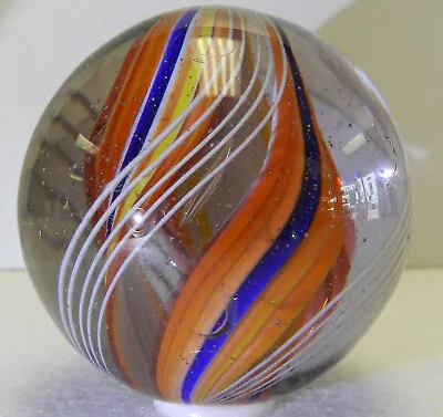 #17910m Huge 1.87 Inches  Vintage German Handmade Divided Ribbon Swirl Marble • $149.99