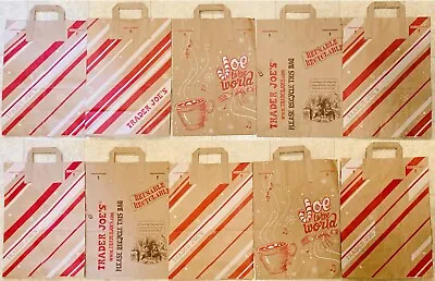 $29.99 • Buy Trader Joes Brown Paper Shopping Bags 10 Holiday Let It Snow Joy To The World