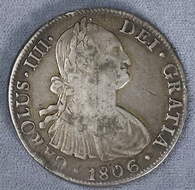 Silver Mexico Spanish Colonial 1806 Th 1 Real Carolus Iiii Silver 8 Reals Mo • $68