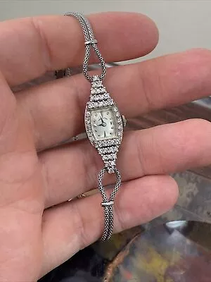 Vintage Hamilton 900 Platinum Diamond Ladies Watch - .85ct Stunning • $349.99