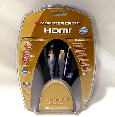Monster Cable HDMI UltraHD Gold Cable 9 Feet 18.0 Gbps NIP • $11.97