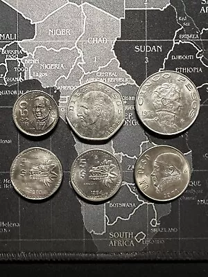 Mexico Peso Lot Of 6 Mexican Coins 50 Pesos 10 Pesos 5 Pesos 1 Peso 1976-1985 • $5