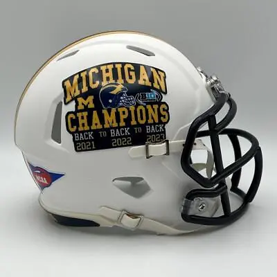 Michigan Wolverines CUSTOM Matte White 2021-2023 B1G Champs Mini Football Helmet • $65