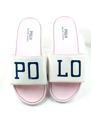 $21.59 • Buy Polo Ralph Lauren Shoes Women's  5 Slides Light Pink & White Sandals Slide On