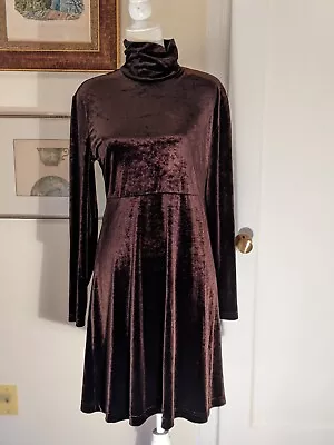 Vintage 80's/90's Amanda Smith Black Velvet Long Sleeve Fit &flare Dress Size 12 • $19.95