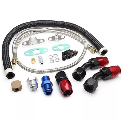 Turbo Charger Oil Drain Return Line Oil Feed Complete Kit For T3 T4 T70 T66 GT35 • $32.22