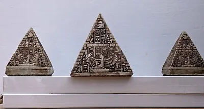 VINTAGE ANCIENT EGYPTIAN STONE Set 3 Pyramids Giza With Symbol Hieroglyphic • £49.99