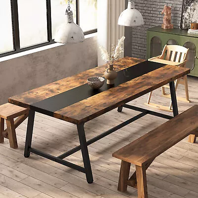 71  Large Rectangular Dining Table For 6 To 8 Wood Kitchen Table With Metal Leg • $209.74