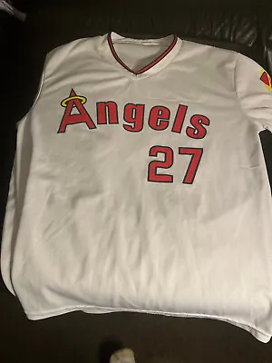 Mike Trout Los Angeles Angels Sga Jersey Adult Xl White ROY HOF 100% Polyester • $12