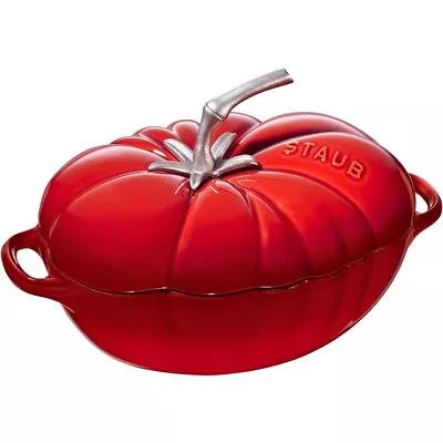 STAUB Cast Iron Dutch Oven 3-qt Tomato Cocotte Made In France Serves 2-3 • $225