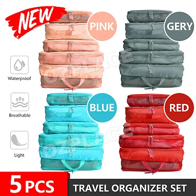 $13.95 • Buy 5pcs Packing Cube Pouch Suitcase Clothes Storage Bags Travel Luggage Organiser