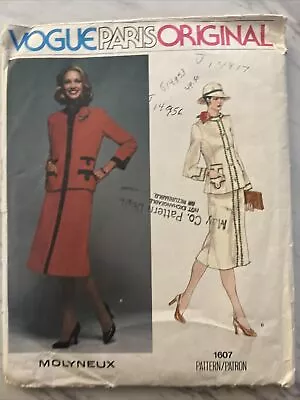 Vintage Vogue Paris Original Pattern 1607 Jacket And Skirt Size 14 Uncut • $22