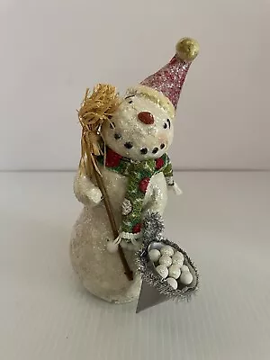 MIDWEST Seasons Of Cannon Falls Polyresin Glittery Snowman 7” Christmas Folk Art • $24.99