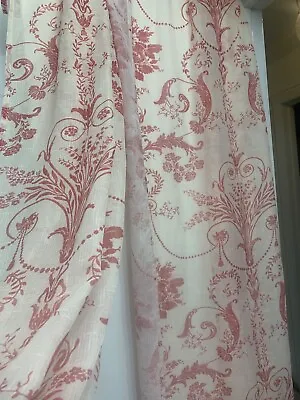 Laura Ashley Josette Grommets Curtain Panel Floral Toile Berry On Ivory • £48.25
