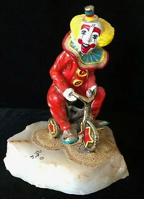 Nice 1980 Ron Lee Clown ~ Large  BUTTONS BICYCLING  On A Tiny Tricycle #229 • $60