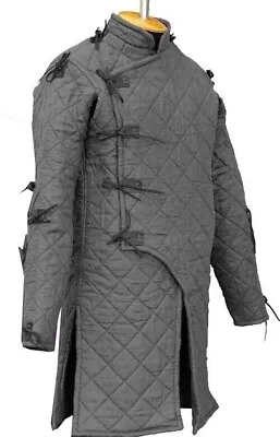 Medieval Thick Padded Renaissance Gambeson Coat Aketon Armor Jacket Grey Color • $75.99