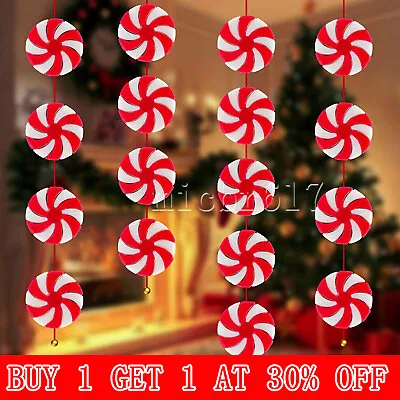 10PC 3D Christmas Candy Cane Pendant Hanging Ornament Xmas Tree Party Decoration • £2.75