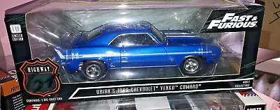 1/18 ~ Fast & Furious Brian's '69 Yenko Camaro Sc 427  ~   Copo Supercar Ss 427 • $169.99