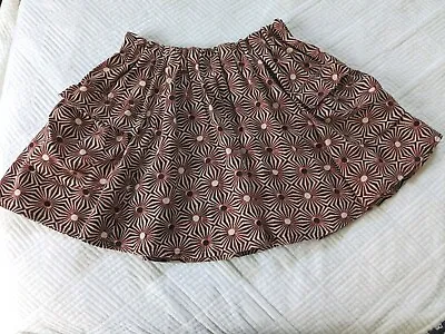 Free People Geometric Sunburst Print Earth Tones Pleated Flair Mini Skirt Small  • $25.49