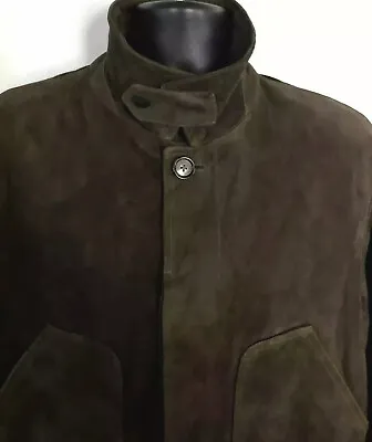 Polo Ralph Lauren Goat Suede Leather Military Field Jacket Brown Mens Size Large • $880
