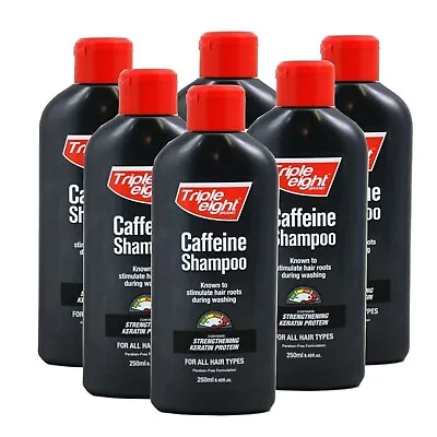 6 X Triple Eight Caffeine Shampoo 250ml Keratin Protein Hair Growth Men/Women • £10.85